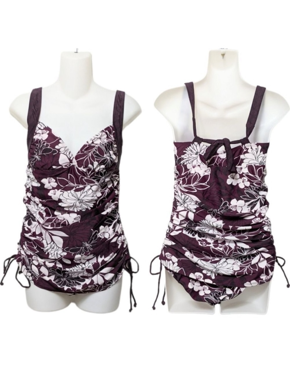 ATHLETA Floral Side Ruched One Piece Swim Suit